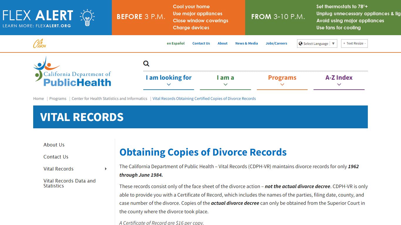 Vital Records Obtaining Certified Copies of Divorce Records - California